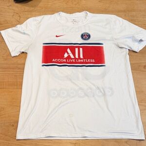 Nike MEssi White PSG Soccer Tee with Red and Blue